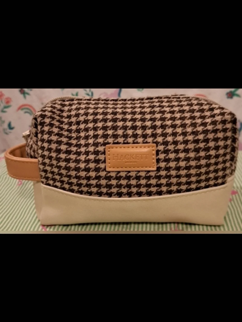 EUC Hackett London Turkish Airline Houndstooth Cosmetic Makeup Travel Pouch Bag